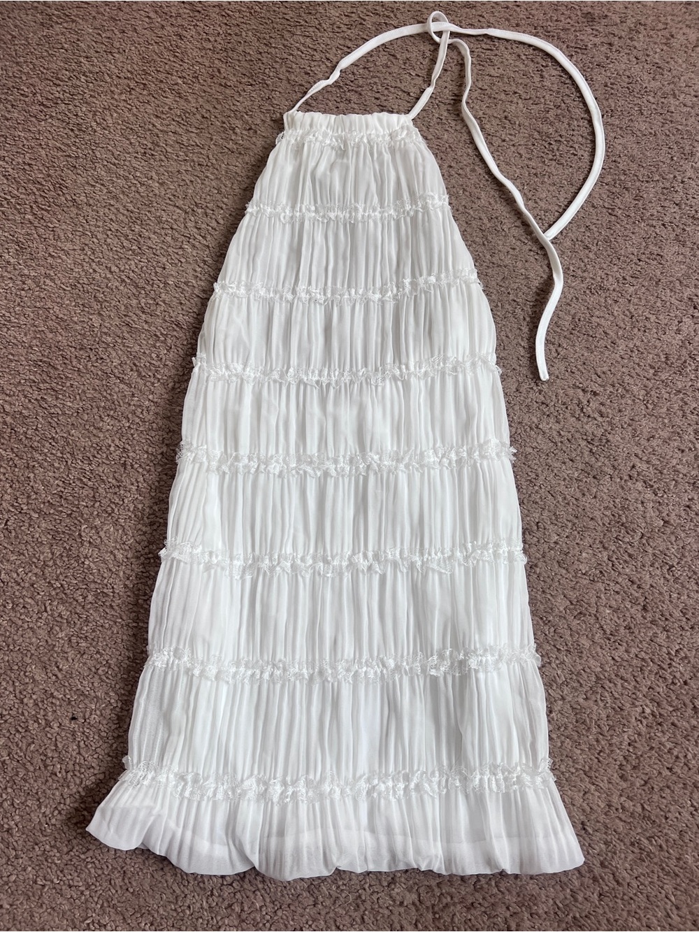 SHEIN White Halter Tiered Ruffle Kids Dress